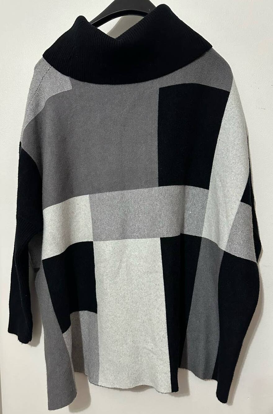 Joseph A Color Block Sweater Cowl Neck Size Small
